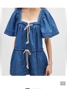 Free People country blues denim romper s